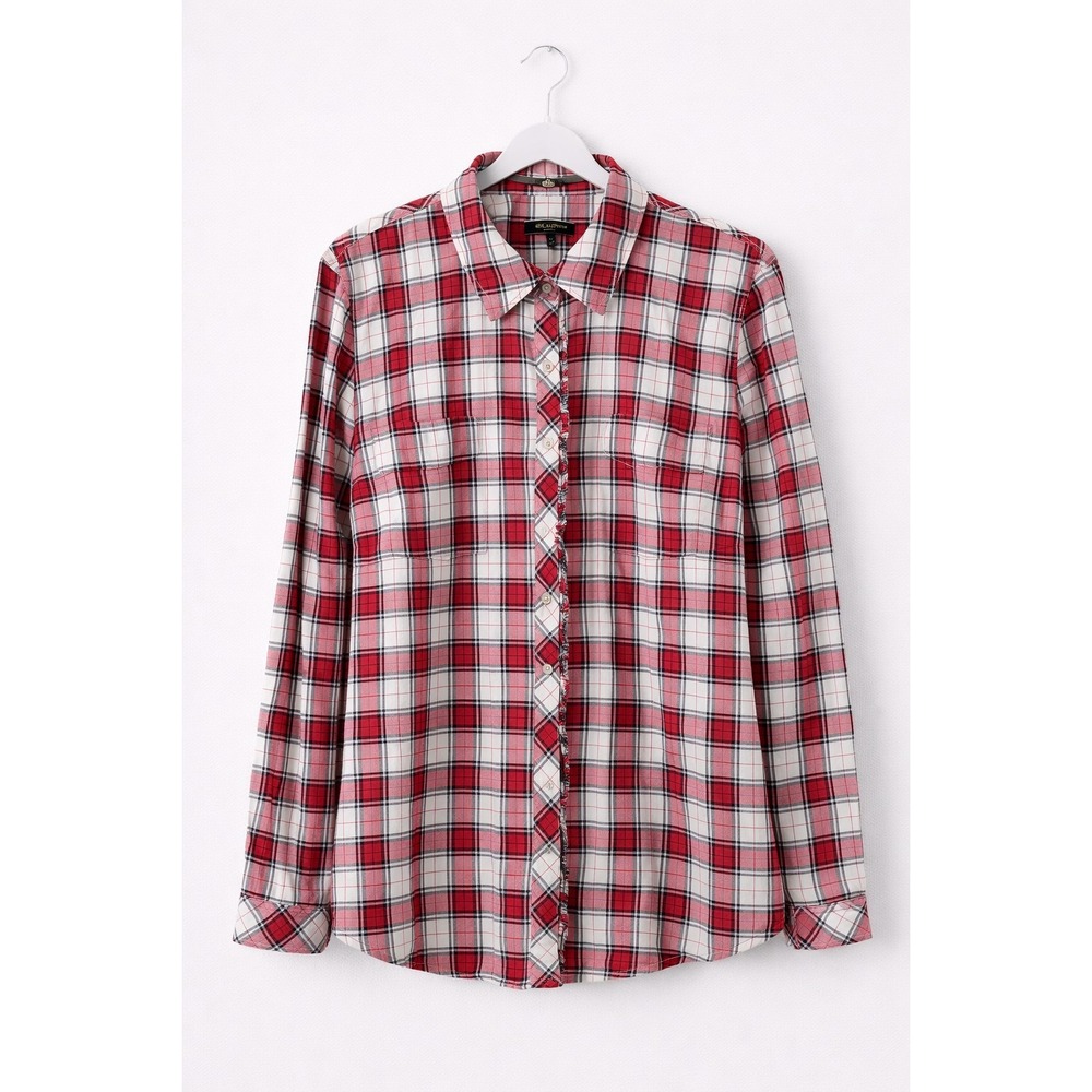 Talbots Plus 2x Red Plaid Flannel Shirt Cottagecore Lumberjack Cozy Grandmacore